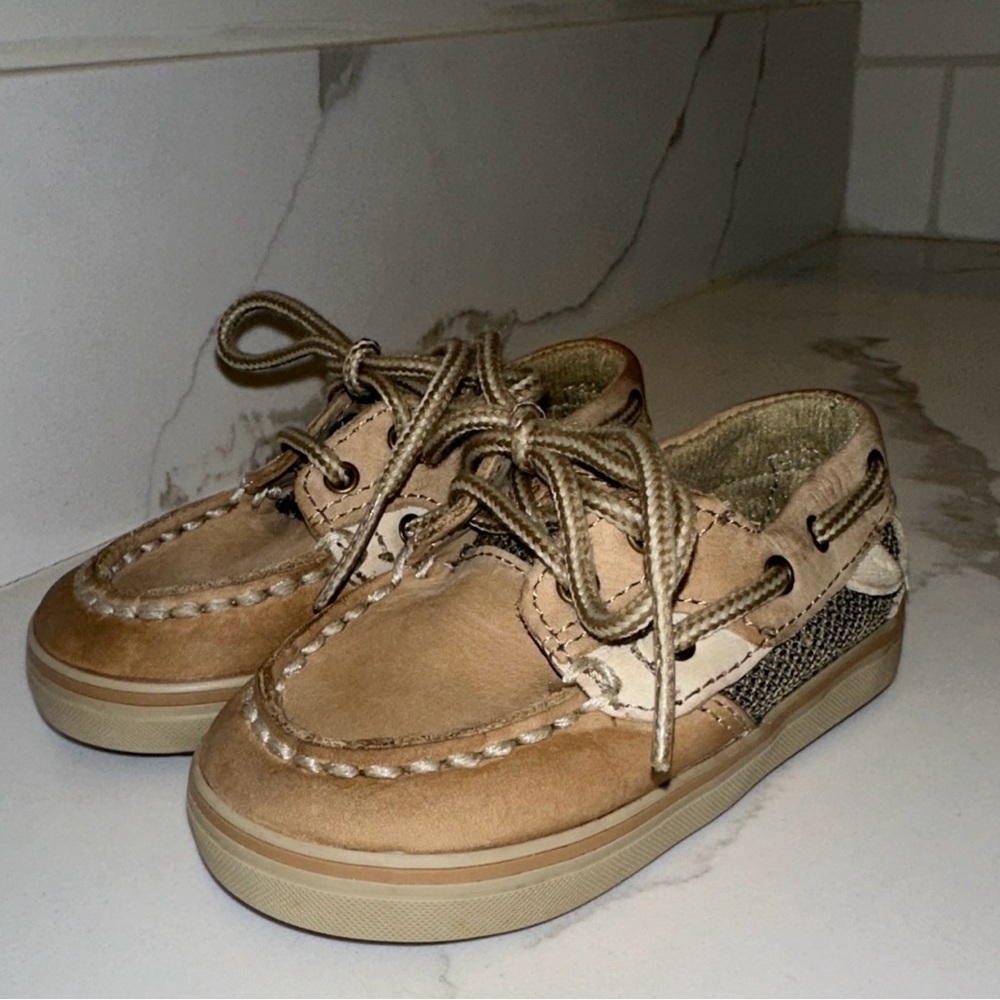 Sperry Top Sider Bluefish Prewalker Infant 3M Brown Leather Boat Shoes Preppy